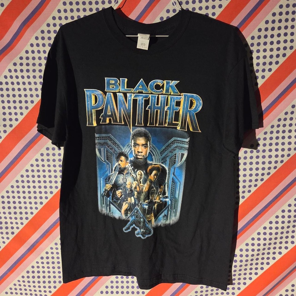 Marvel Black Panther Movie Promo Graphic T-Shirt Gildan Black Mens Large
